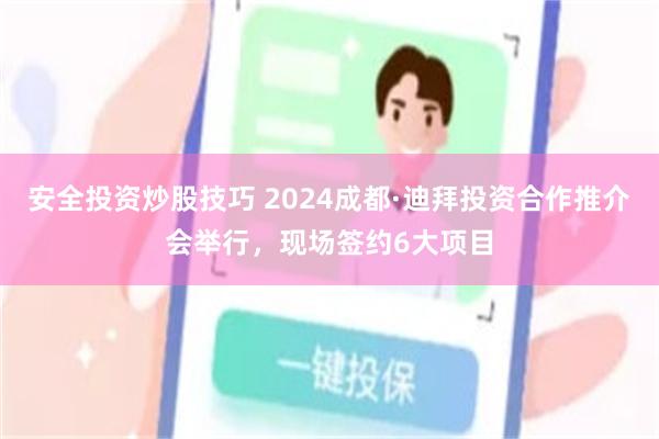 安全投资炒股技巧 2024成都·迪拜投资合作推介会举行，现场签约6大项目