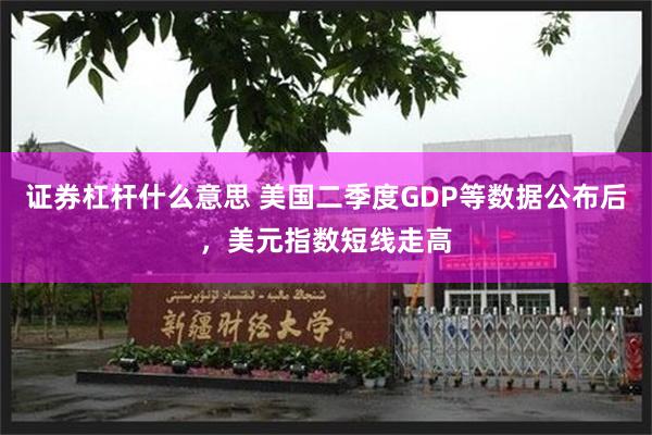 证券杠杆什么意思 美国二季度GDP等数据公布后，美元指数短线走高