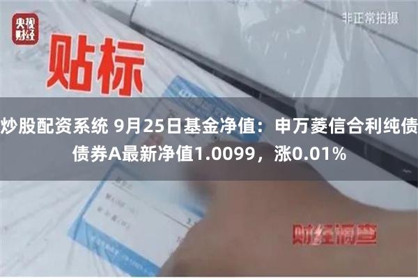 炒股配资系统 9月25日基金净值：申万菱信合利纯债债券A最新净值1.0099，涨0.01%